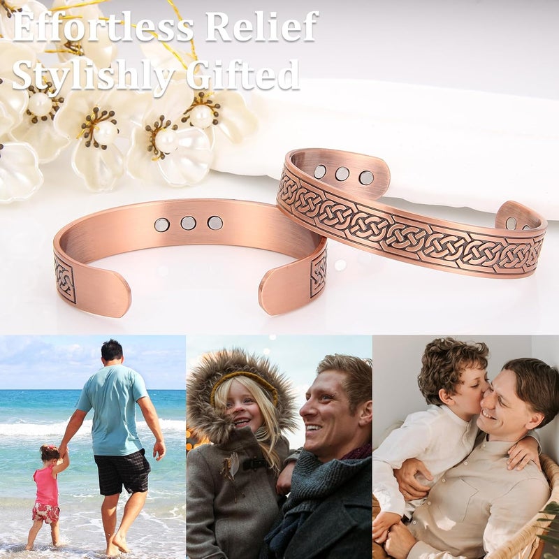 Fashtour Store Copper Bracelet for Men and Women, 99.99% Pure Copper Cuff Bangle, 3500 Gauss Magnetic, Adjustable Jewelry Gifts - Image 4